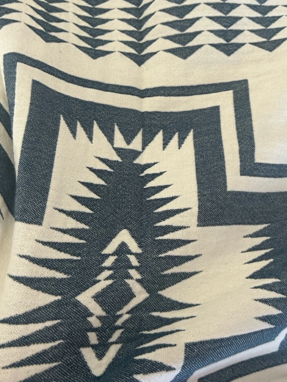 Woven Outdoor Indoor Blanket SxSW TH 2 Side Native Pattern Blue + Natural
